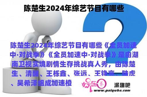 陈楚生2024年综艺节目有哪些