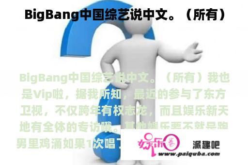 BigBang中国综艺说中文。（所有）