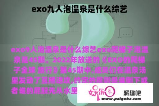 exo九人泡温泉是什么综艺