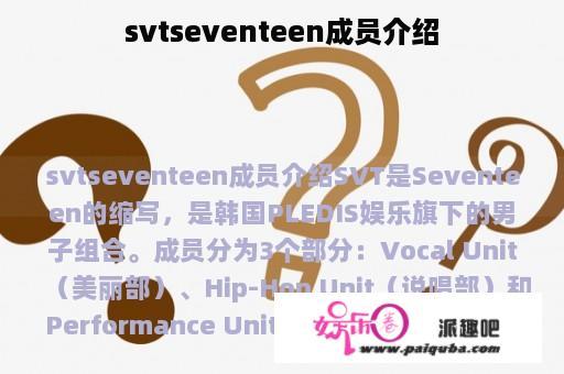 svtseventeen成员介绍