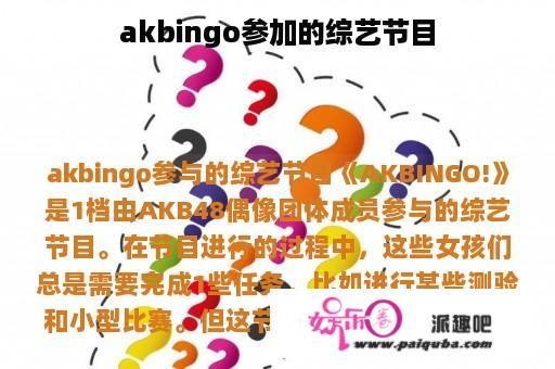 akbingo参加的综艺节目