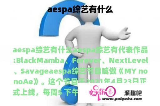 aespa综艺有什么