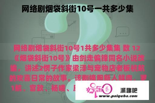 网络剧烟袋斜街10号一共多少集