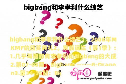 bigbang和李孝利什么综艺