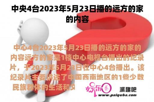 中央4台2023年5月23日播的远方的家的内容