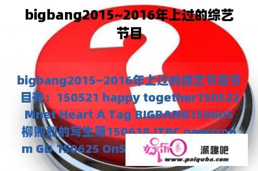 bigbang2015~2016年上过的综艺节目