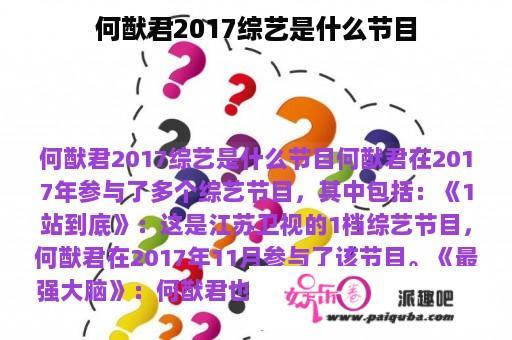 何猷君2017综艺是什么节目