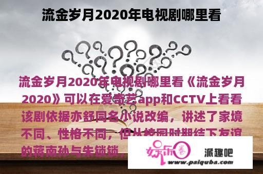 流金岁月2020年电视剧哪里看