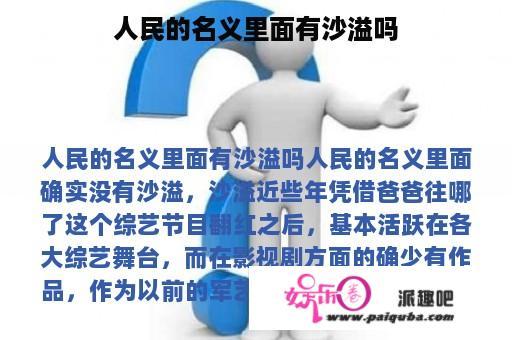 人民的名义里面有沙溢吗