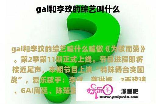 gai和李玟的综艺叫什么