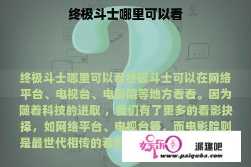 终极斗士哪里可以看