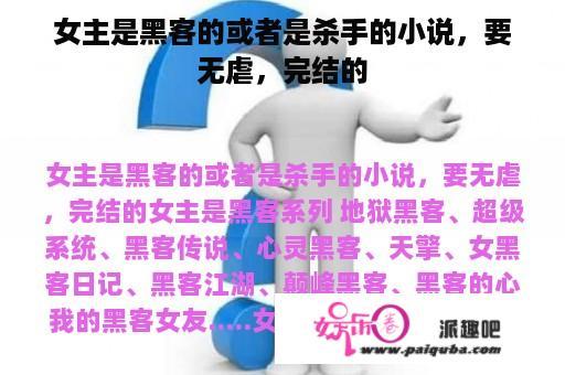 女主是黑客的或者是杀手的小说，要无虐，完结的