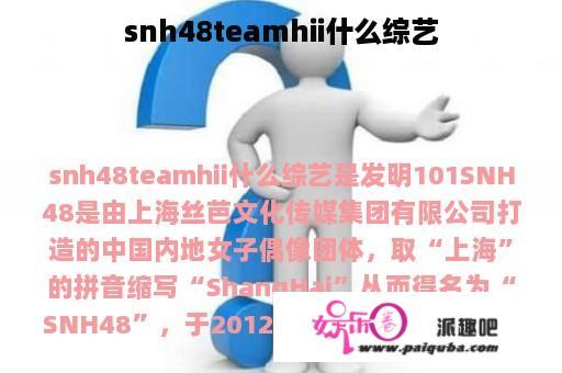 snh48teamhii什么综艺