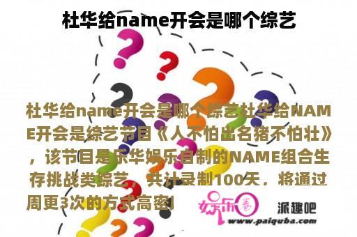 杜华给name开会是哪个综艺