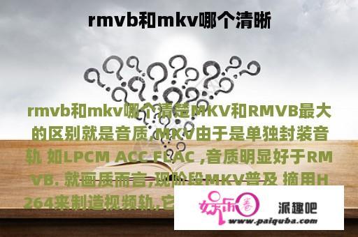 rmvb和mkv哪个清晰