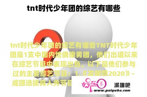 tnt时代少年团的综艺有哪些