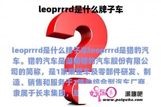 leoprrrd是什么牌子车