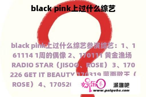 black pink上过什么综艺