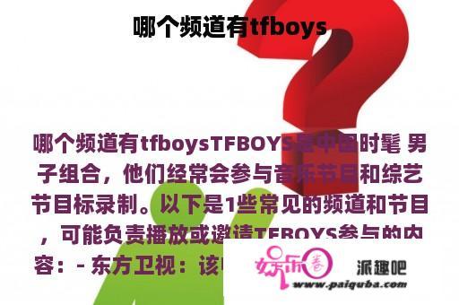 哪个频道有tfboys