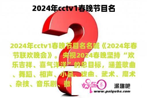 2024年cctv1春晚节目名