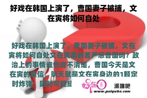 好戏在韩国上演了，曹国妻子被捕，文在寅将如何自处