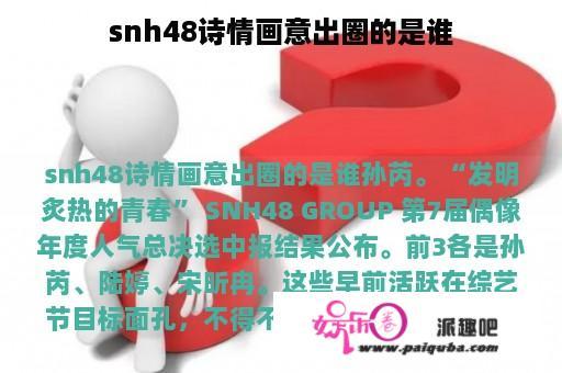 snh48诗情画意出圈的是谁