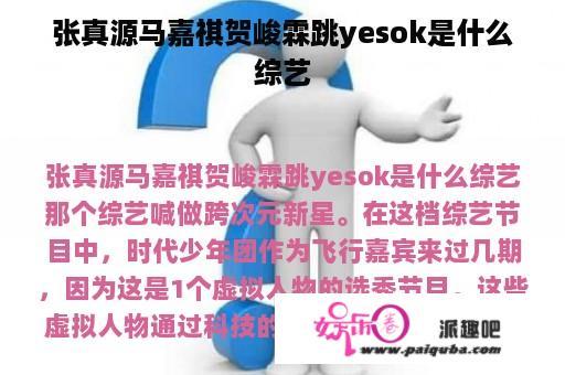 张真源马嘉祺贺峻霖跳yesok是什么综艺