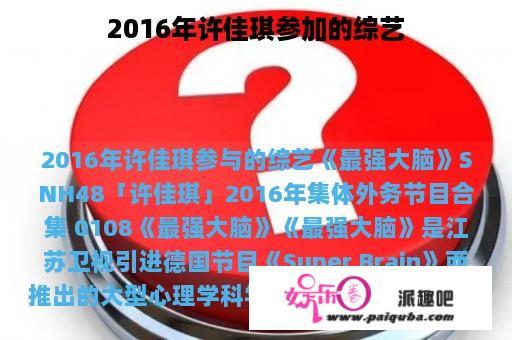 2016年许佳琪参加的综艺