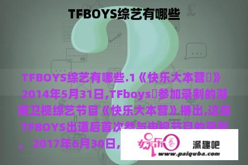 TFBOYS综艺有哪些