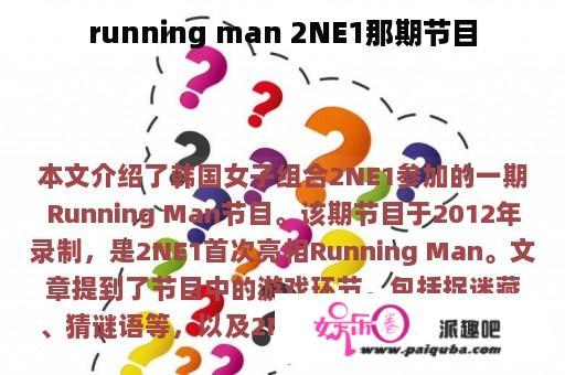 running man 2NE1那期节目