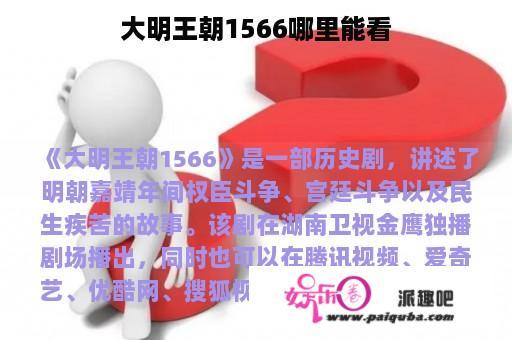 大明王朝1566哪里能看