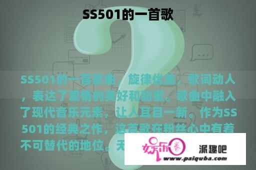 SS501的一首歌