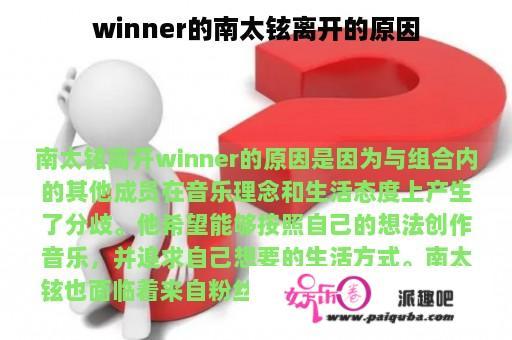 winner的南太铉离开的原因