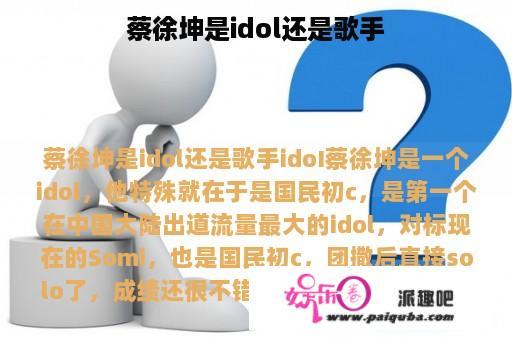 蔡徐坤是idol还是歌手