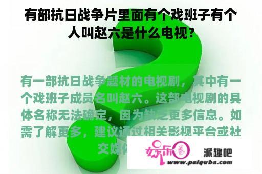 有部抗日战争片里面有个戏班子有个人叫赵六是什么电视？