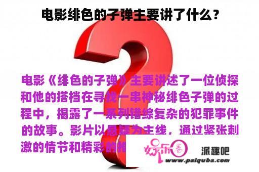 电影绯色的子弹主要讲了什么？