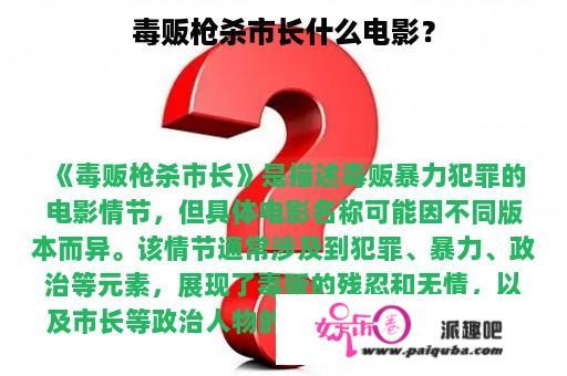 毒贩枪杀市长什么电影？