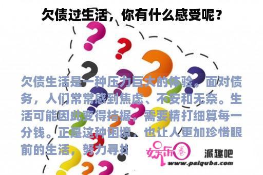 欠债过生活，你有什么感受呢？