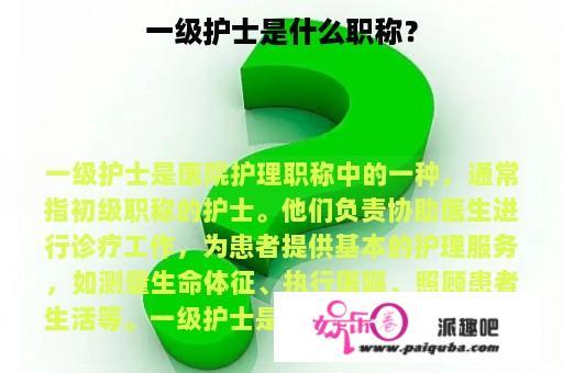 一级护士是什么职称？