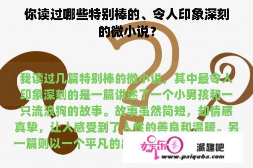 你读过哪些特别棒的、令人印象深刻的微小说？