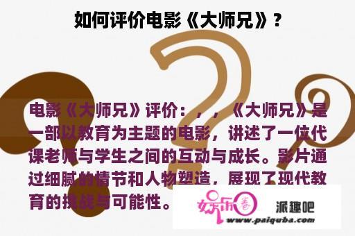 如何评价电影《大师兄》？