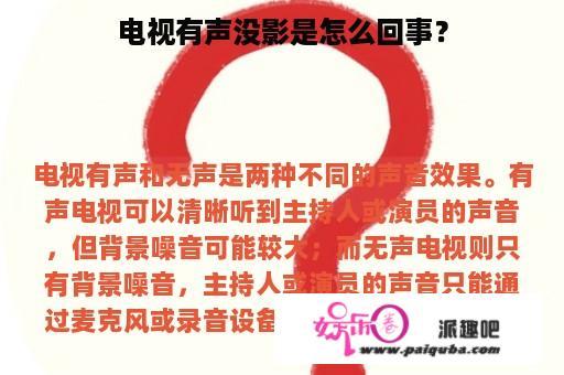 电视有声没影是怎么回事？