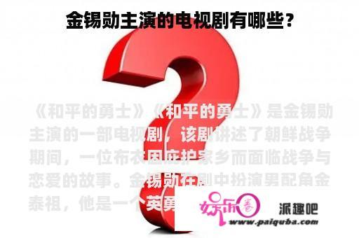 金锡勋主演的电视剧有哪些？