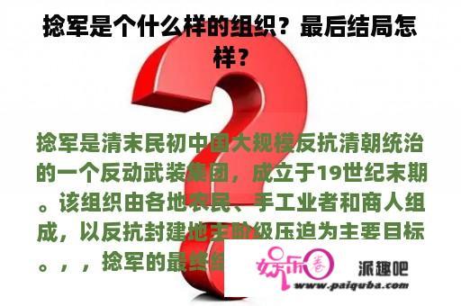 捻军是个什么样的组织？最后结局怎样？