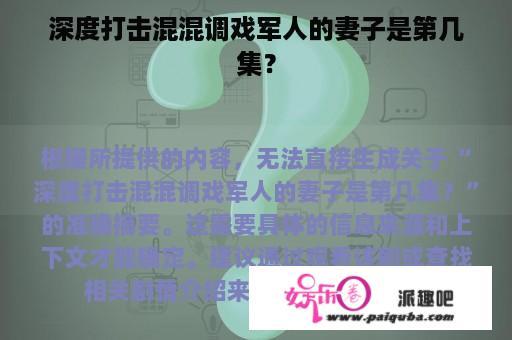 深度打击混混调戏军人的妻子是第几集？