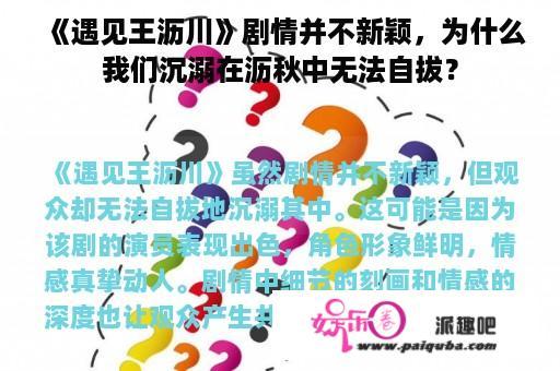 《遇见王沥川》剧情并不新颖，为什么我们沉溺在沥秋中无法自拔？