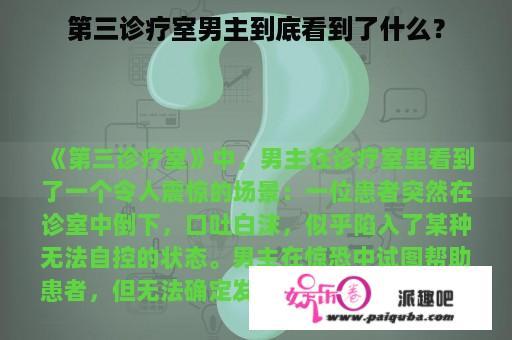 第三诊疗室男主到底看到了什么？