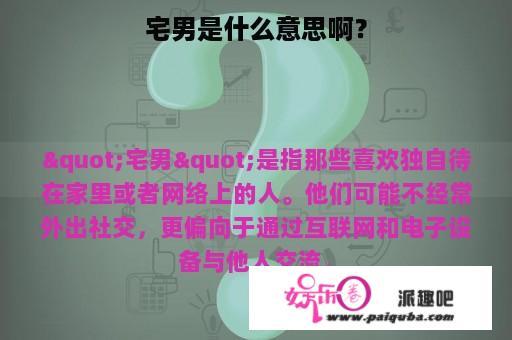 宅男是什么意思啊？