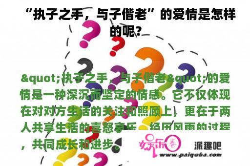 “执子之手，与子偕老”的爱情是怎样的呢？