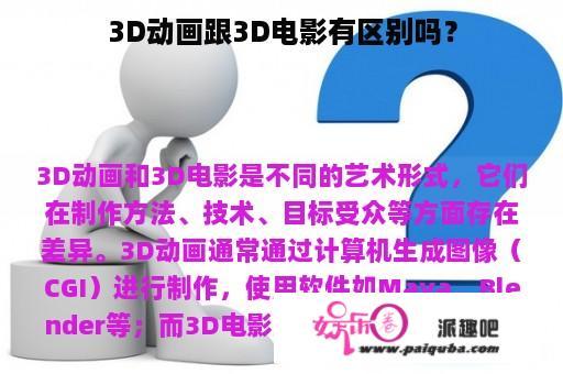 3D动画跟3D电影有区别吗？